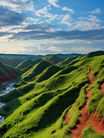 Colorful sand dune landscape at sunset,Zhangjiajie,Chinaの素材