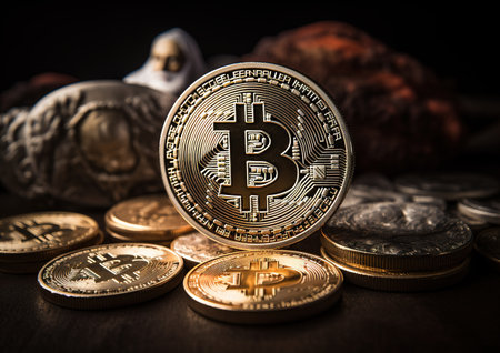 Bitcoin. Cryptocurrency. Crypto currency. Bitcoin is a modern way of exchange and this crypto currency is a convenient means of payment in the financialの素材
