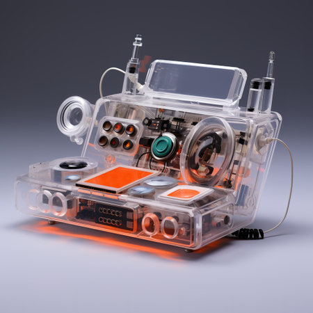 3D rendering of an old radio-controlled car on a gray backgroundの素材