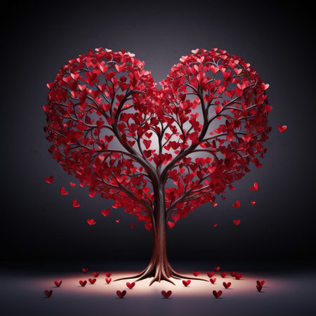 Valentine's Day background with heart tree. Vector illustration.の素材