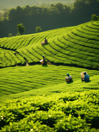 Tea Plantation at Chiang Rai Province, Thailand. Tea Plantation is one of the most popular tourist attractions in Thailand.の素材