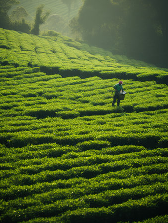 tea plantation in the morning at Chiang Rai, Thailand.の素材