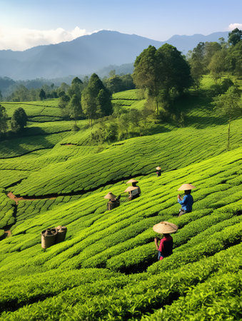Tea Plantation in Munnar, Kerala, South India. It is one of the most popular tourist attraction in India.の素材