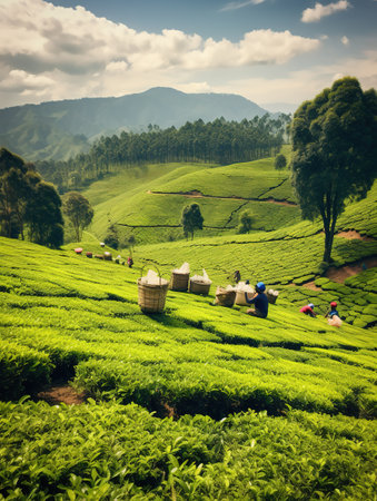 Tea Plantation in Munnar, Kerala, India. It is one of the most popular tourist attractions in India.の素材