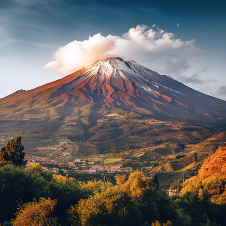 Mt.Fuji at sunset in autumn season, Japan.の素材