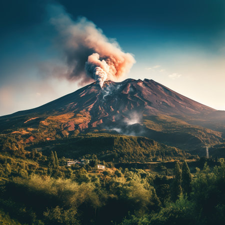 Volcanic eruption of Mount Etna in Sicily, Italy.の素材