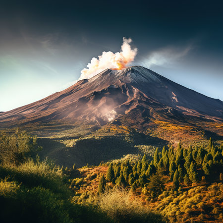 Volcano Etna in Sicily, Italy. Dramatic sky.の素材