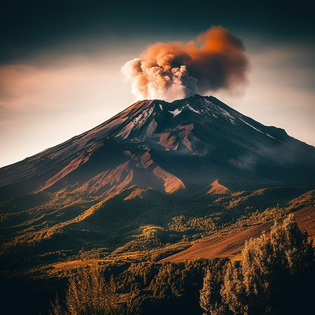 Volcanic eruption at Mount Etna, Sicily, Italy.の素材