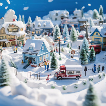 Miniature model of the Christmas village.の素材