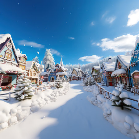 Fairytale village in the snow. Christmas and New Year concept.の素材