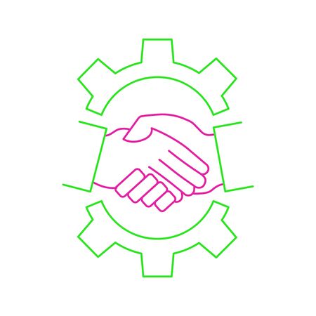 handshake icon, task relation line sign on white background - editable vector illustration eps10のイラスト素材