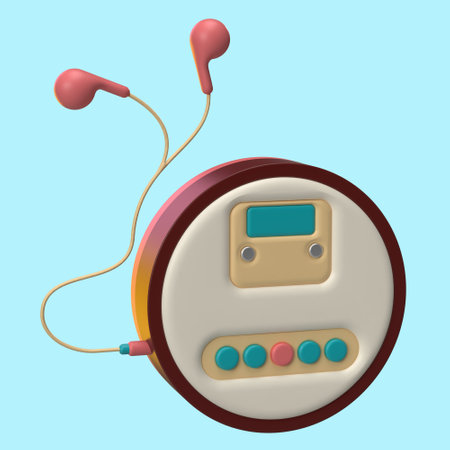 3D render of Retro Discman Music Player Icon  for Website, Application, and Banner. 3D Illustration of Retro Discman.の写真素材