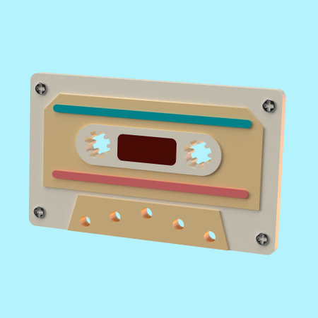3D Rendering of Retro Tape Cassette Icon for  Website, Application, and Banner. Retro Tape Cassette 3D Illustration.の写真素材