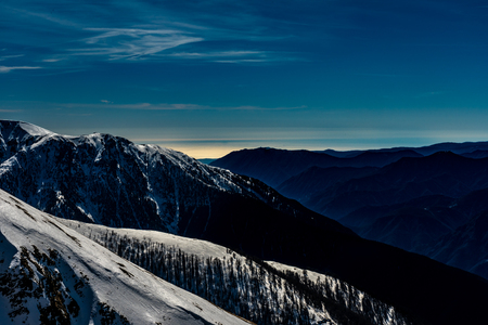 snowy mointains and mediterranean sea in french alps, franceの写真素材