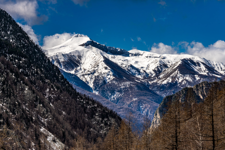 snowy mountains of french alps, franceの写真素材