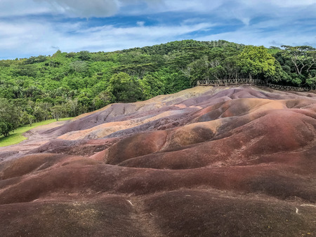 view on Seven Coloured Earth on Chamarel, Mauritius islandの写真素材