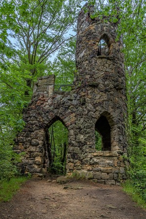 view of artificial ruins  in Bad Schandau, saxon switzerland, germanyの写真素材