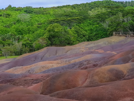 view on Seven Colored Earth on Chamarel, Mauritius islandの写真素材