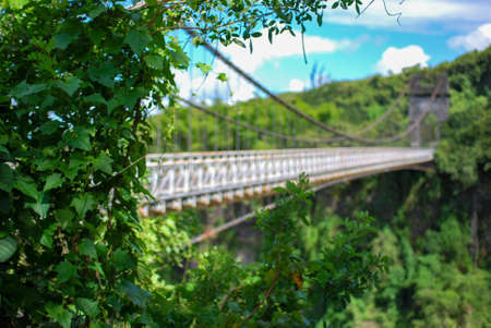 suspended bridge on la reunion islandの写真素材