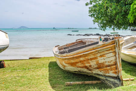 Cap Malheureux coastline of north mauritius with view on islandの写真素材