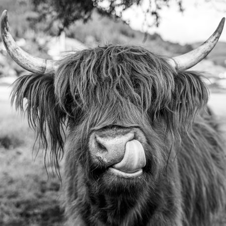 highland cow on meadow in kinzig valley, black forest, germanyの写真素材