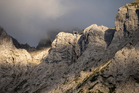 Germany, Bayern-Bavaria, Mittenwald. Alpine Town with Karwendel Mountainsの写真素材