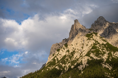 Germany, Bayern-Bavaria, Mittenwald. Alpine Town with Karwendel Mountainsの写真素材