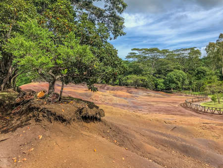 view on Seven Colored Earth on Chamarel, Mauritius islandの写真素材