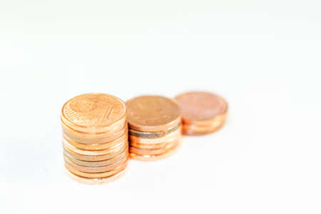 stacked euro cent coins, saving moneyの写真素材