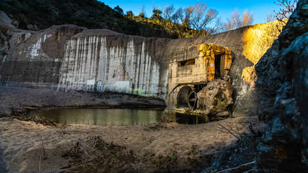 Barrage de Malpasset Disaster ruins Frejus, Esterel mountains Franceの写真素材