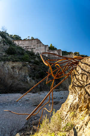 Barrage de Malpasset Disaster ruins Frejus, Esterel mountains Franceの写真素材