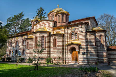 view on Greek Orthodox Church building in Grueneburgpark, Frankfurtの写真素材