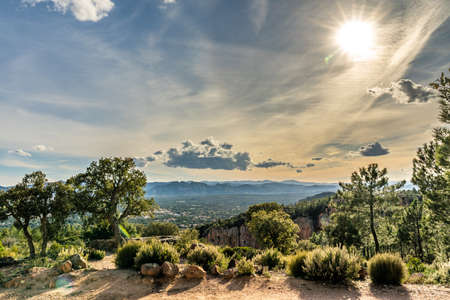 panoramic view on valley of roquebrune sure agens and frejus with cote d'azur, franceの写真素材
