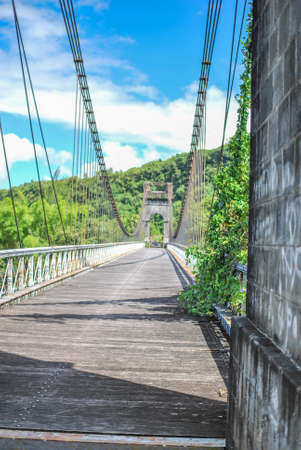 suspended bridge on la reunion islandの写真素材