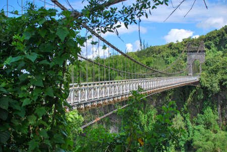 suspended bridge on la reunion islandの写真素材