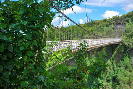 suspended bridge on la reunion islandの写真素材