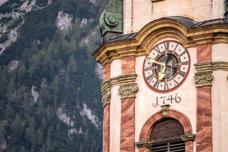 view on the tower of the catholic church saint peter and paul in middle forest, bavaria, germany