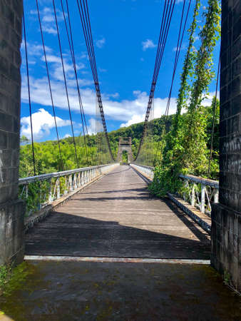 suspended bridge on la reunion islandの写真素材