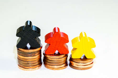 illustration of financial success concept with figurines on euro centsの写真素材