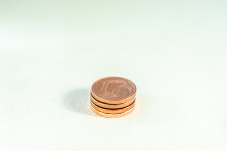 stacked euro cent coins, saving moneyの写真素材