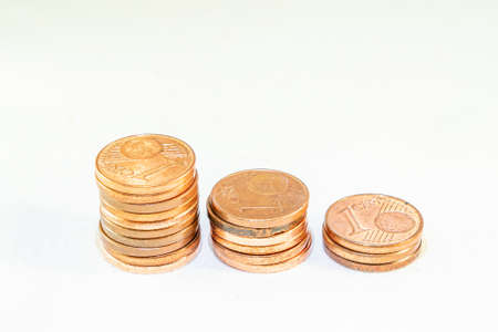 stacked euro cent coins, saving moneyの写真素材
