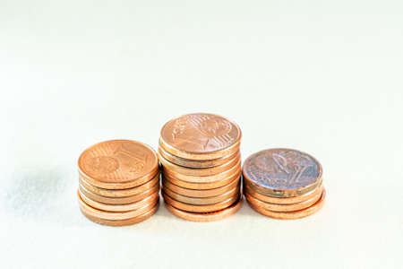 stacked euro cent coins, saving moneyの写真素材