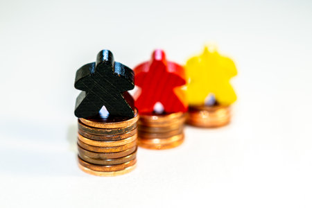 illustration of financial success concept with figurines on euro centsの写真素材