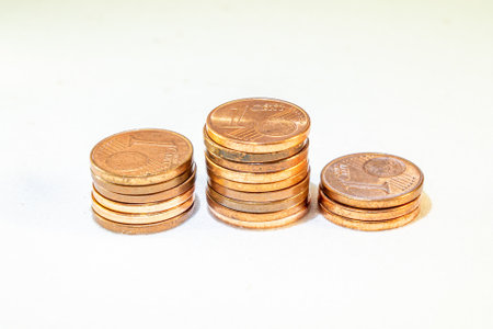 stacked euro cent coins, saving money