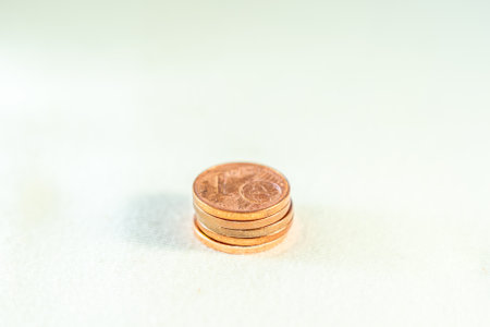 stacked euro cent coins, saving moneyの写真素材