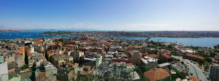 Landscape photograph of the Bosphorus from Galata Tower in Istanbulのeditorial素材