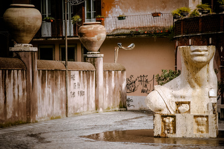 Modern sculpture in the Old Town of Tivoliのeditorial素材
