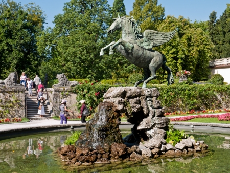Horse in the castle garden of Mirabell, Salzburg, Austriaのeditorial素材