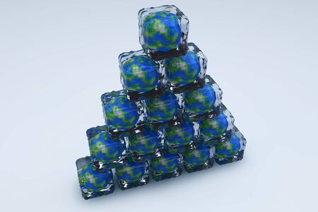 Frozen pyramide earth in 3dの写真素材