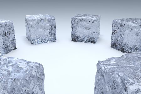 3d rendering circle ice cubesの写真素材